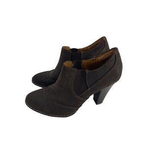 Sofft Simola Dark Brown Suede Ankle Bootie Heels Size 9M